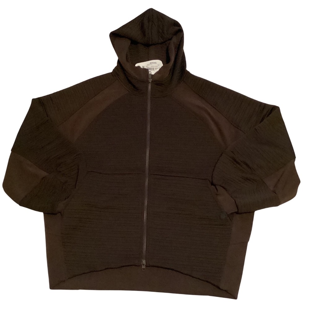 Prana Women's Send Off Jacket Full Zip Hoodie Dark Brown‎ Relaxed Fit Medium